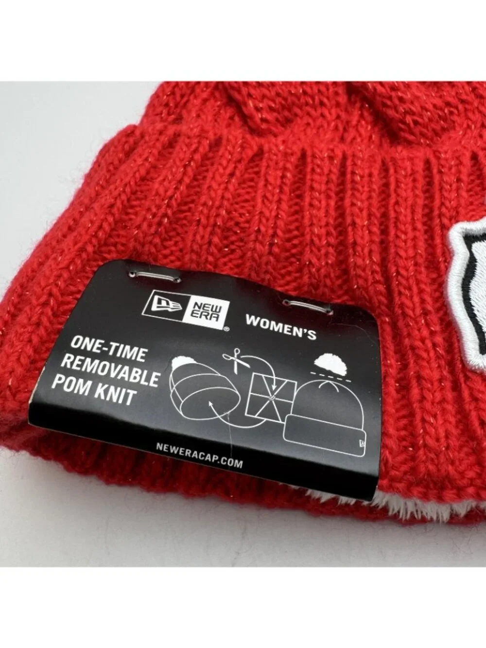 Kansas City Chiefs Beanie Hat Red Cable Knit Pom Faux Fur Lined New Era Women's
